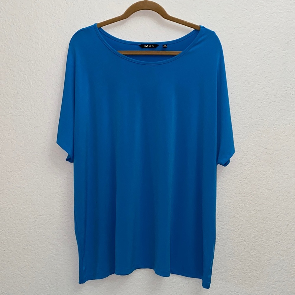 IMAN Global Chic Blue Dolman Sleeve Top 3X NWOT